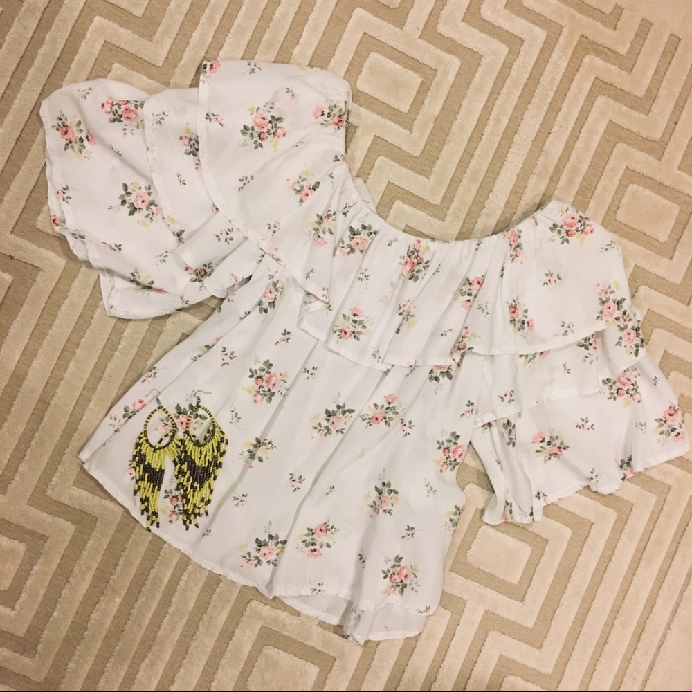 ITALIAN FLORAL OFF SHOULDER BOHO TOP